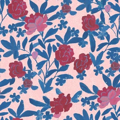 Paule Marrot Floral Non-Pasted Satin Wallpaper Double Roll — Light Pink