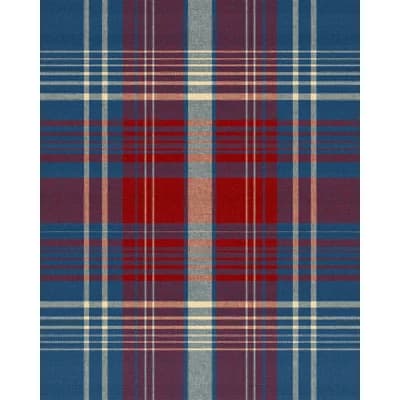 Woodstock Lifestyle Plaid Non-Pasted Satin and Matte Wallpaper Roll — Red,Saphire Blue