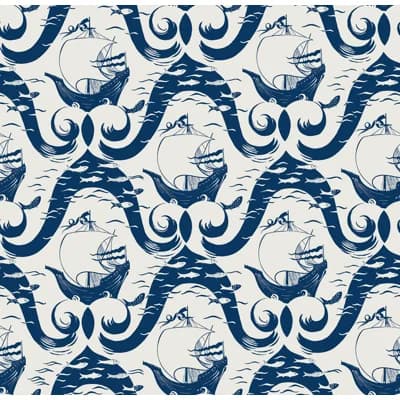Paule Marrot Geometric Non-Pasted Satin Wallpaper Double Roll — Navy