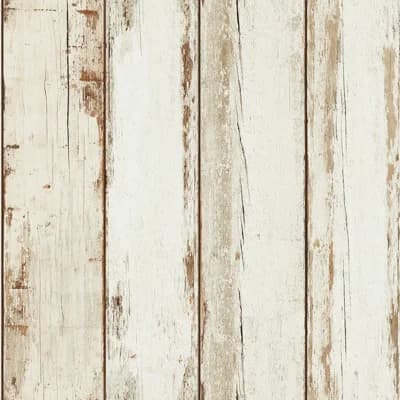 Woods and Wicker Collection Whitewash Wood Stripe Effect Wallpaper Roll — White