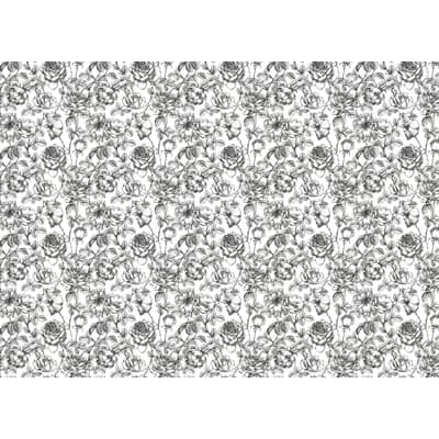 Floral Matte Wall Mural — Black;White