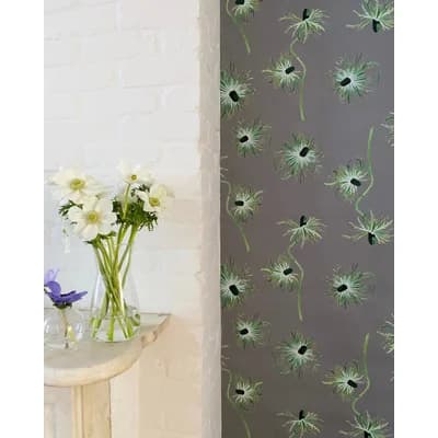 Floral Non-Pasted Matte Wallpaper Roll by Jessica Hollander — Gray