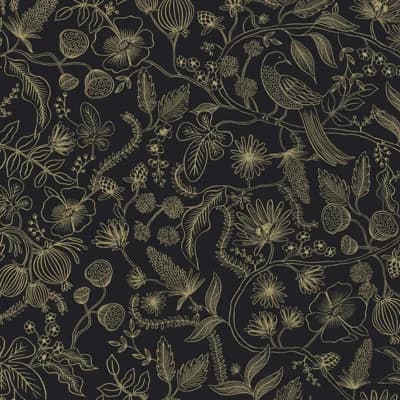 Aviary 20' L x 27" W Peel and Stick Wallpaper Roll — Black,Gold