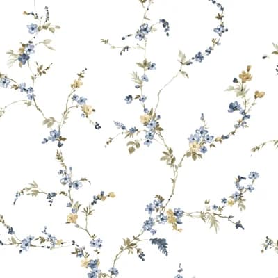 Blooming Garden Collection Fiorellino Edra Wallpaper Roll — Blue