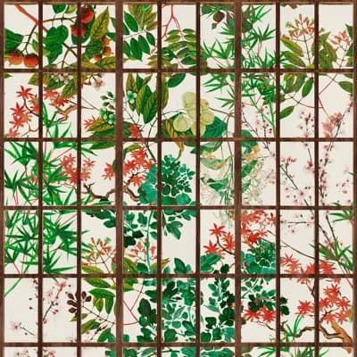 Impermanence Floral Non-Pasted Matte Wallpaper Roll — Green,Red,Taupe