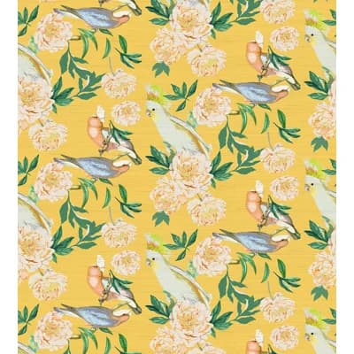 Regency Moderne Floral Non-Pasted Metallic Wallpaper Roll — Goldenrod