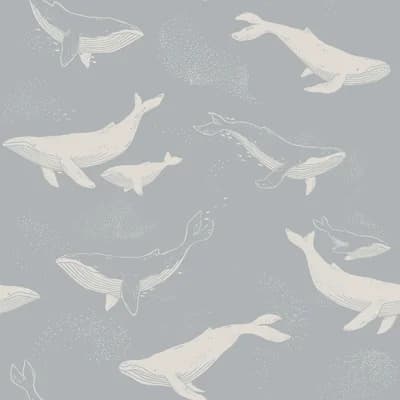 Boråstapeter Whales Wallpaper — Gray