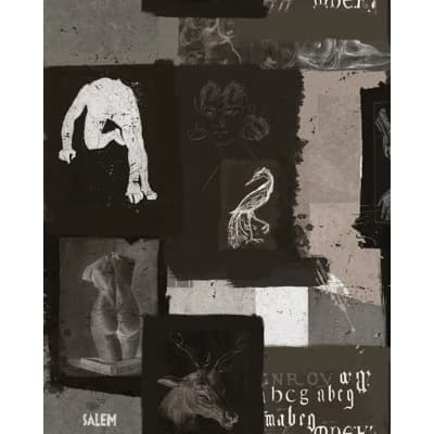 The Artists House Non-Pasted Satin Wallpaper Roll — Anthracite,Taupe,White,Gray