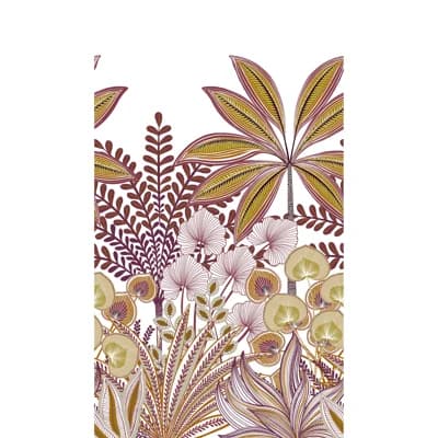 Orom II Collection Decorative Leaf Motives 62.5-inches wide x 9.18-feet high 3-panel Wall Mural — Purple
