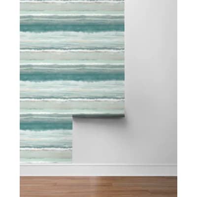 Striped Vinyl Non-Pasted Matte Wallpaper Roll — Green