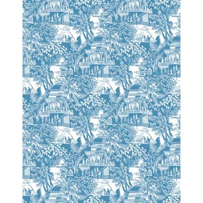Olimpo Toile Vinyl Wallpaper Roll — Azul