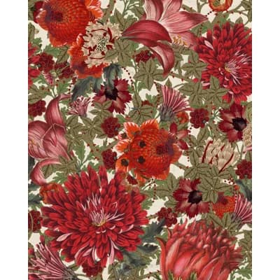 Transylvanian Roots Floral Non-Pasted Matte Wallpaper Roll — Red,Green,White
