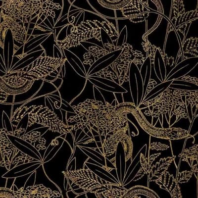 Floral Non-Pasted Matte Wallpaper Double Roll — Black