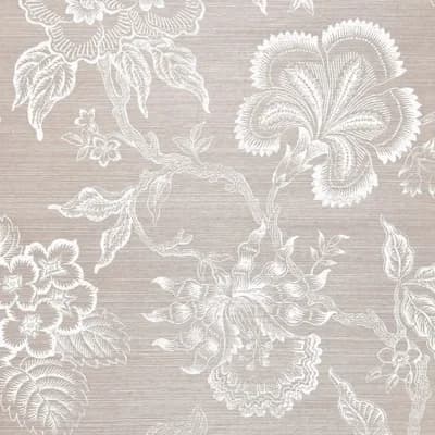 Schumacher x Celerie Kemble Hothouse Flowers Sisal Wallpaper — Chambray