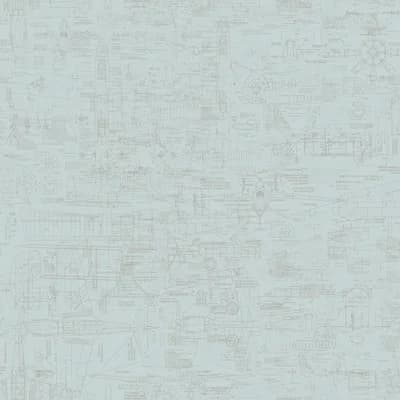Nostalgie Steampunk Blueprint 33' L x 21" W Wallpaper Roll — Gray