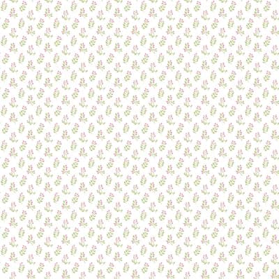 Small Prints Vintage Floral Bud 33' L x 21" W Wallpaper Roll — Pink,Green