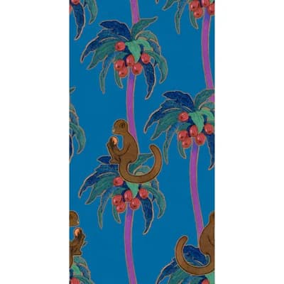 Floral Non-Pasted Satin Wallpaper Double Roll — Blue