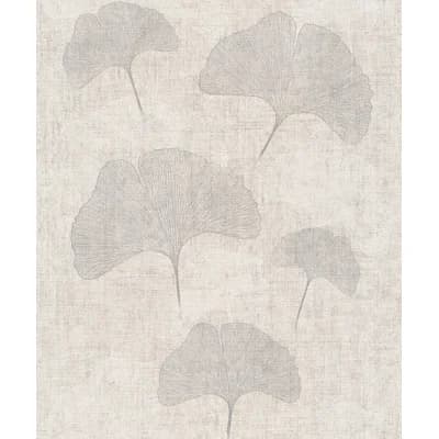Havana 2 Collection Beige Ginkgo Leaf Design Wallpaper Roll — Beige
