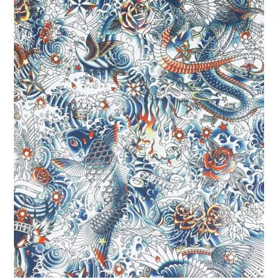 Les Papiers Non-Pasted Matte Wallpaper Double Roll — Gray;Orange;Blue
