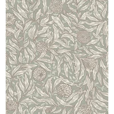 Olof Floral Matte Wallpaper Roll — Sage Green