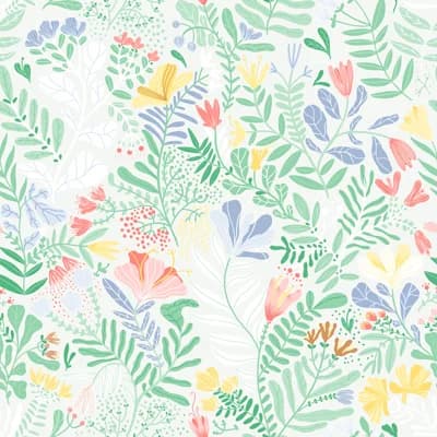 Brittsommar Floral and Shiplap Non-Pasted Wallpaper Roll — Pink,Green