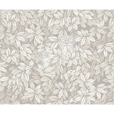 Foglie e Civette Floral Wallpaper Roll — White