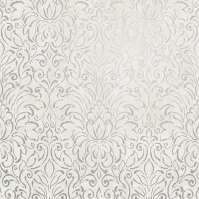 Metallic FX 2 Collection Metallic Damask Wallpaper Roll — Cream
