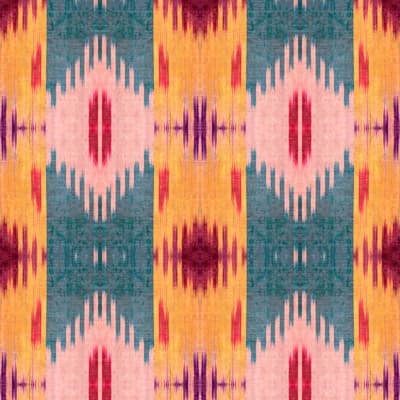 World of Fabrics Ikat Non-Pasted Matte Wallpaper Roll — Red,Blue,Yellow