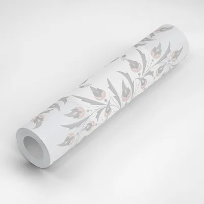 Peacock Flowers 10' L x 24" W Peel and Stick Wallpaper Panel — Gray,White,Beige