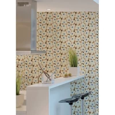 Pieni Unikko 18' L x 20.8" W Peel and Stick Wallpaper Roll — Beige,Blue