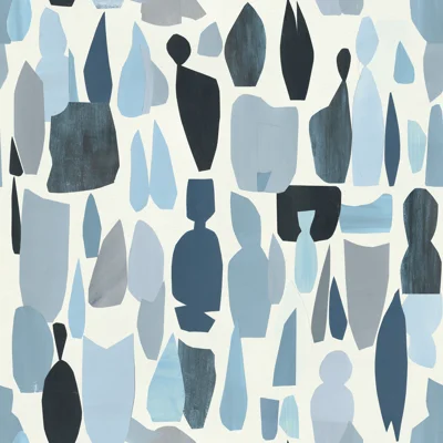 Susan Hable Abstract Non-Pasted Satin Wallpaper Roll by Susan Hable — Blue