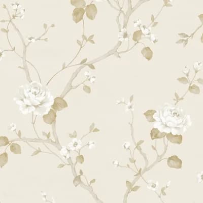 Palazzo 2 Luisella Floral Vine Wallpaper Roll — Cream,Gold