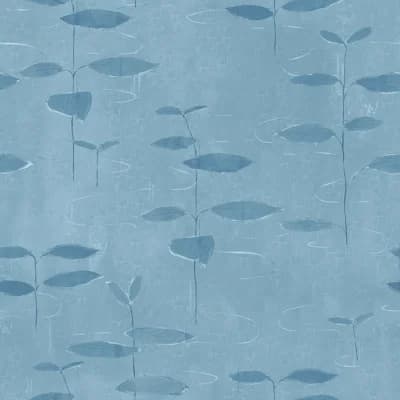 Paule Marrot Floral Non-Pasted Satin Wallpaper Double Roll — Blue