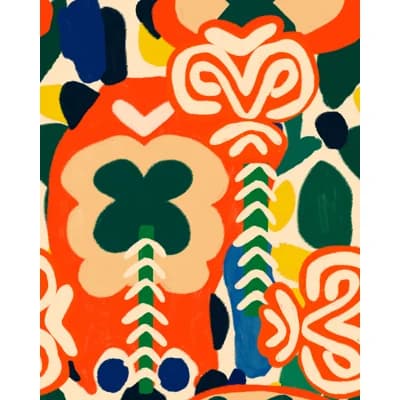 ABUNDANCE Wallpaper — RED,TAUPE,GREEN,BLUE,YELLOW