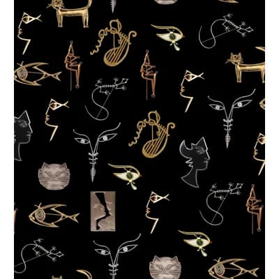 Joyaux Non-Pasted Matte Wallpaper Double Roll by Jean Cocteau — Noir