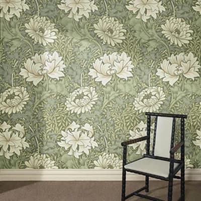 CHRYSANTHEMUM MAGNA Wallpaper - Sap 9'10" - full height wallpaper — Sap
