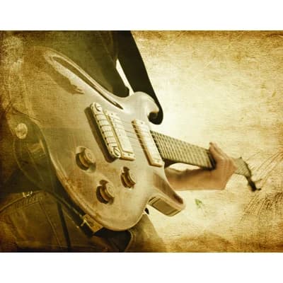 Grunge Sepia Guitar 6-Panel Wall Mural 8.2' H x 125.1" W — Brown,Beige,Black
