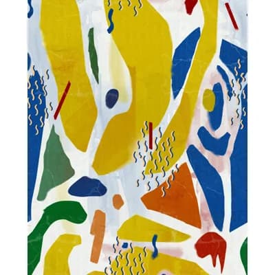 Revival (Mid Century Modern) Abstract Non-Pasted Matte Wallpaper Roll — Yellow,Blue,Green,White