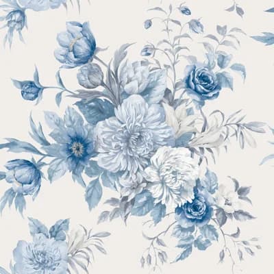 Boråstapeter Floral Non-Pasted Matte Wallpaper Roll — Blue,White