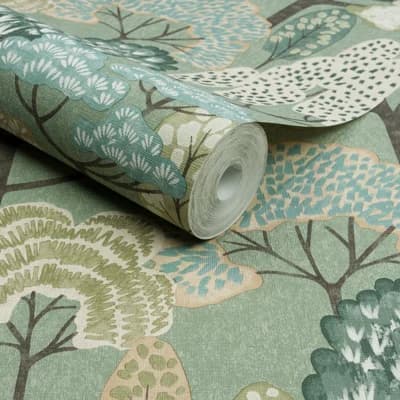 Little Dreamers Collection Tree Motif Wallpaper Roll — Beige