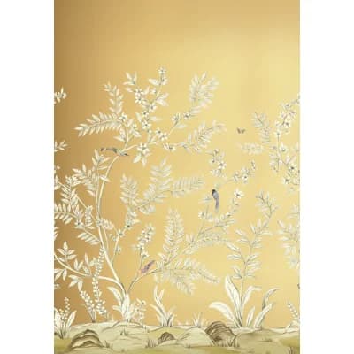 Archambeault Floral Vinyl Non-Pasted Metallic Wall Mural — Gold Metallic
