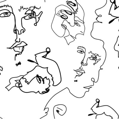 Lets Face Abstract Vinyl Non-Pasted Matte Wallpaper Roll by Jamie Graney — White,Black