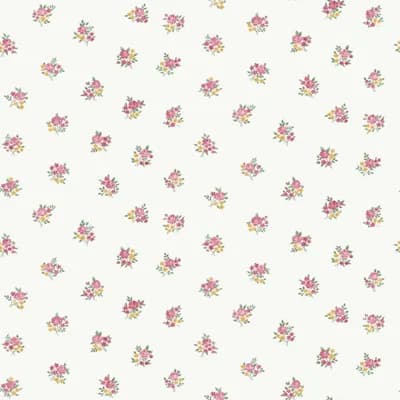 Country Cottage Floral Motif Design 33' L x 21" W Wallpaper Roll — Red