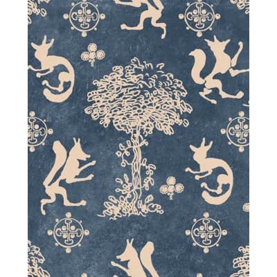 THE SILLY FOX Carrot Wallpaper — Blue,Taupe