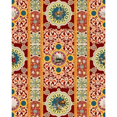 Tales of Maghreb Non-Pasted Matte Wallpaper Roll — Blue,Red,Taupe,Yellow