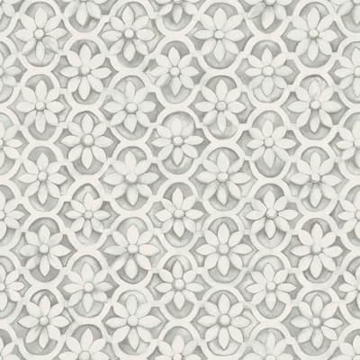 Jali Floral Non-Pasted Matte Wallpaper Roll — Gray,White