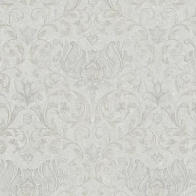 City Romance Collection Floral Damask Wallpaper Roll — Beige