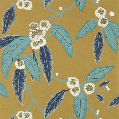 Coppice Wallpaper — Navy,Lagoon,Gold