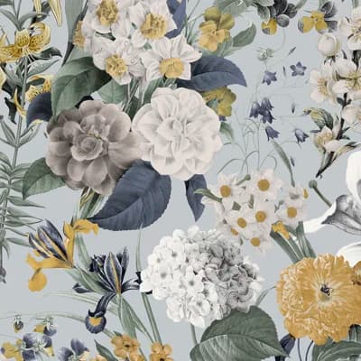 Floral Non-Pasted Matte Wallpaper Double Roll — Blue