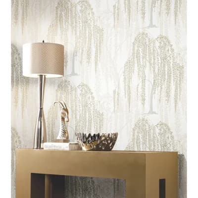 Willow Glow Floral Non-Pasted Matte Wallpaper Roll by Candice Olson — Light Taupe